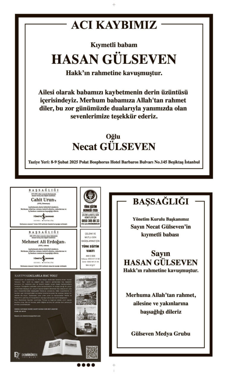 8 Şubat Vefat İlanı