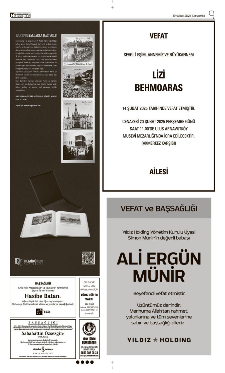 19 Şubat Vefat İlanı