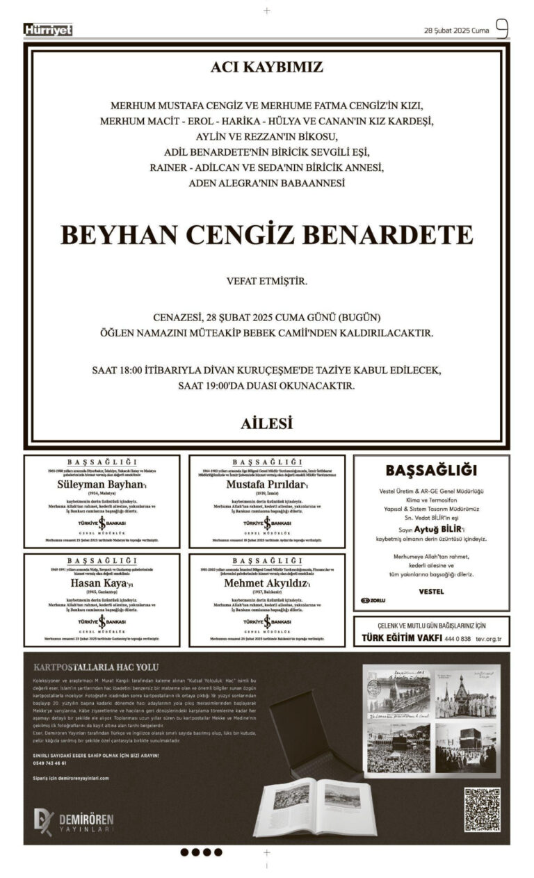 Hürriyet 28 Şubat Vefat İlanı