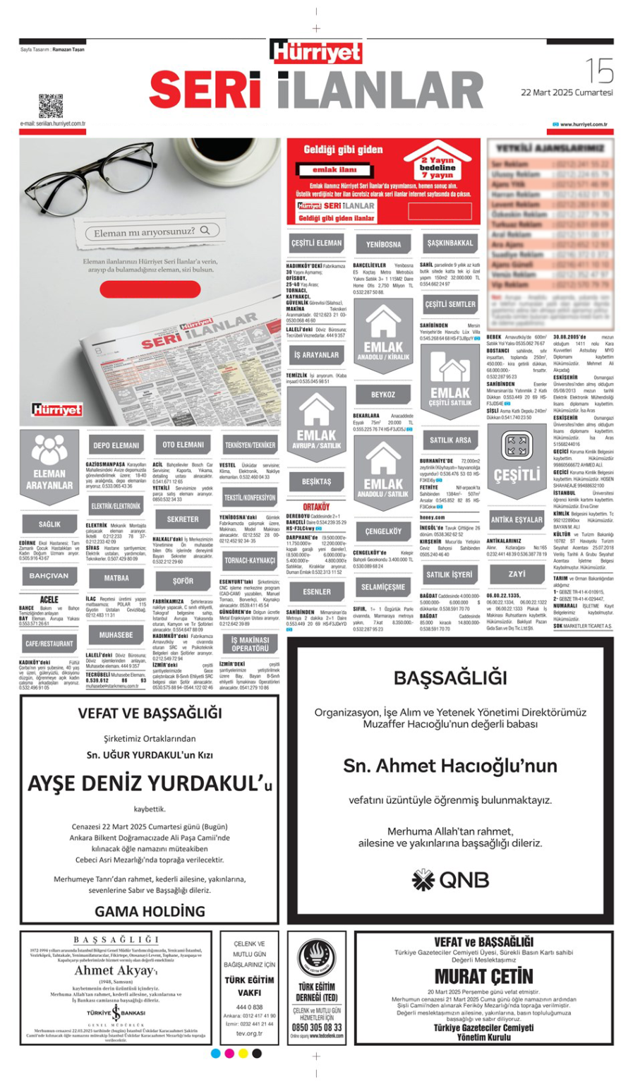 Hürriyet 22 Mart İlanları 3