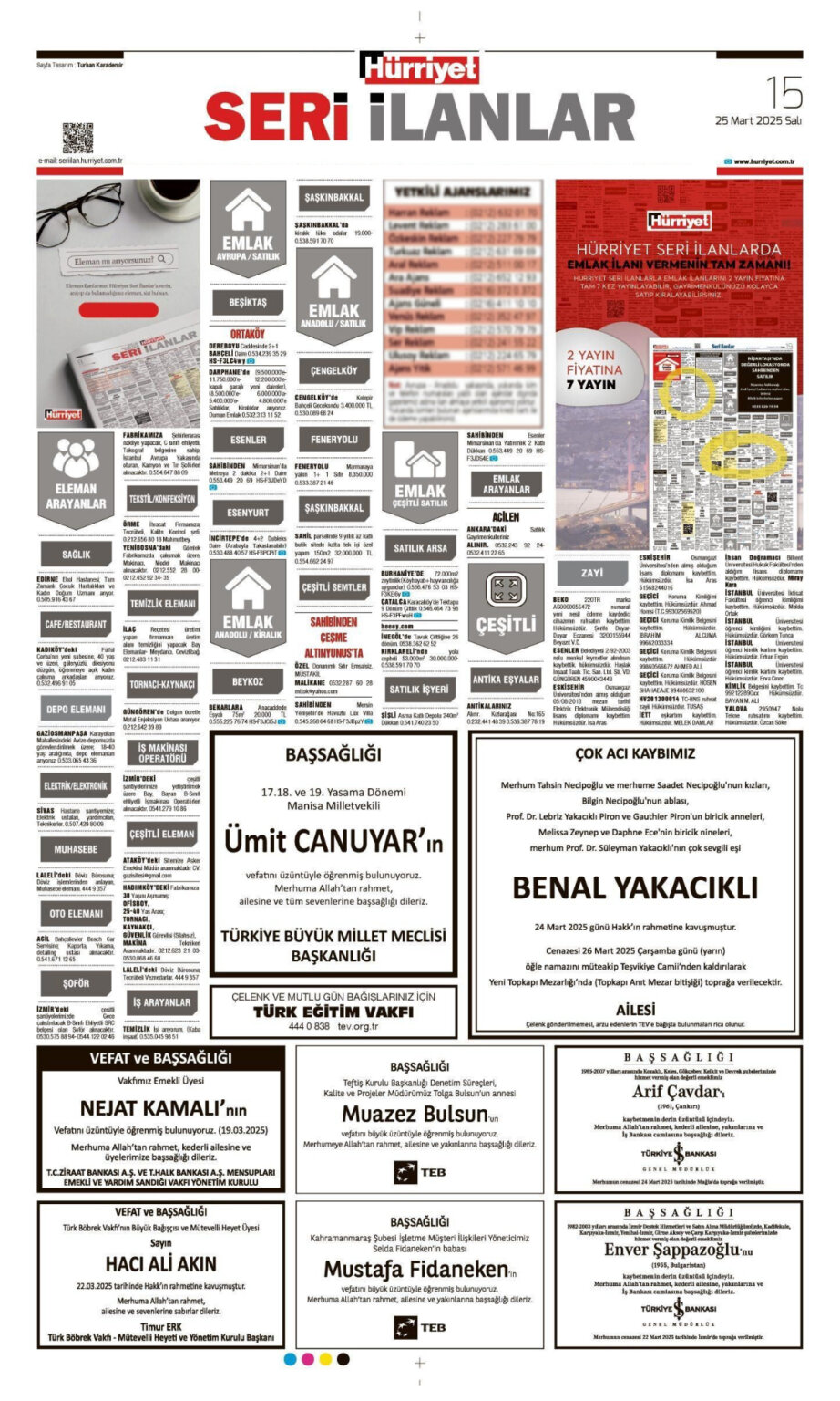 25 Mart Vefat İlanları