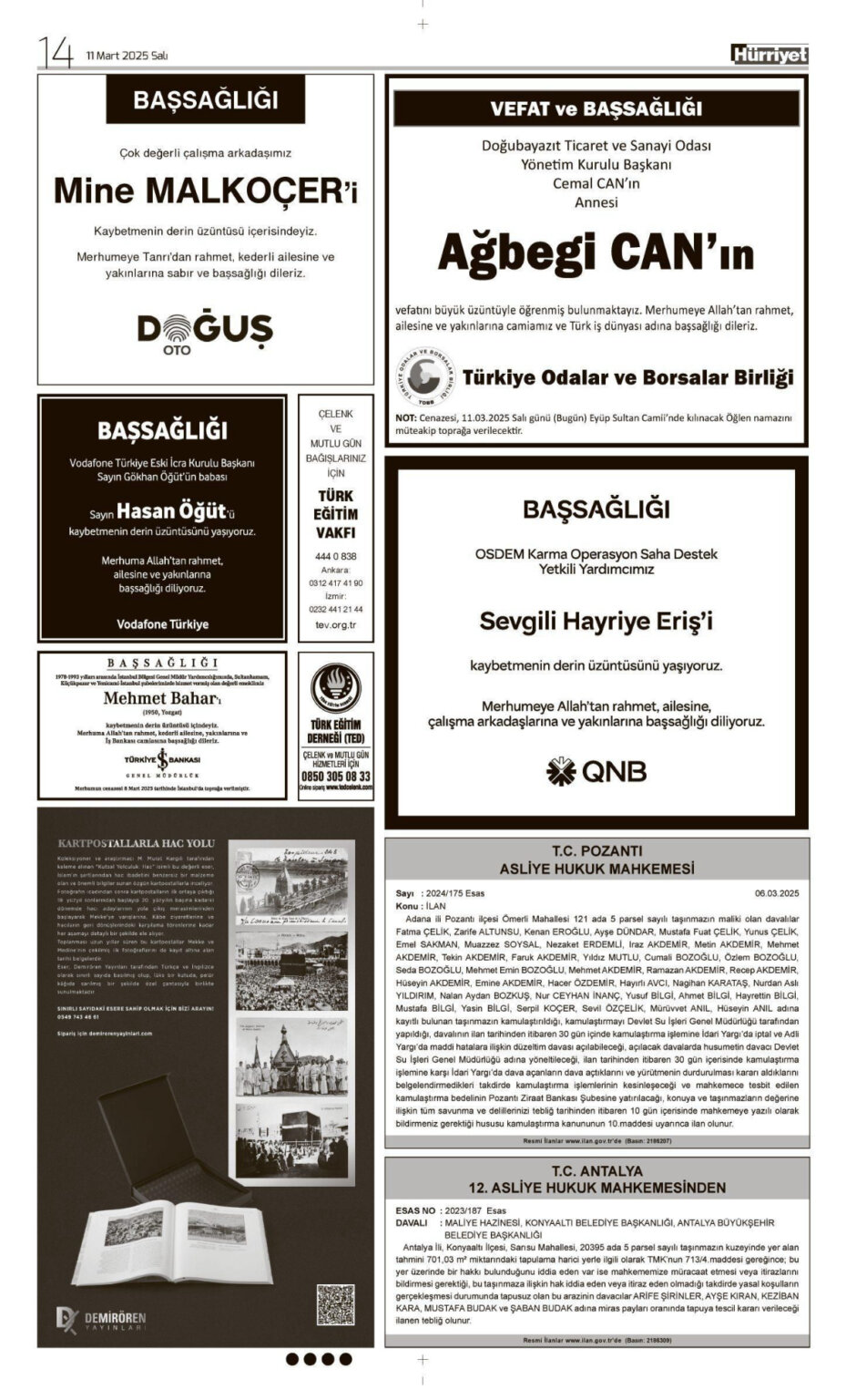 11 Mart 2025 Vefat İlanı