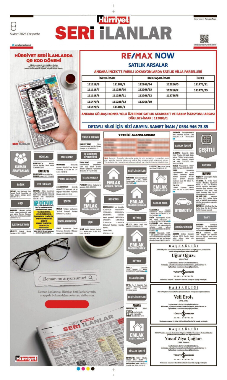 Hürriyet 5 Mart Başsağlığı İlanı