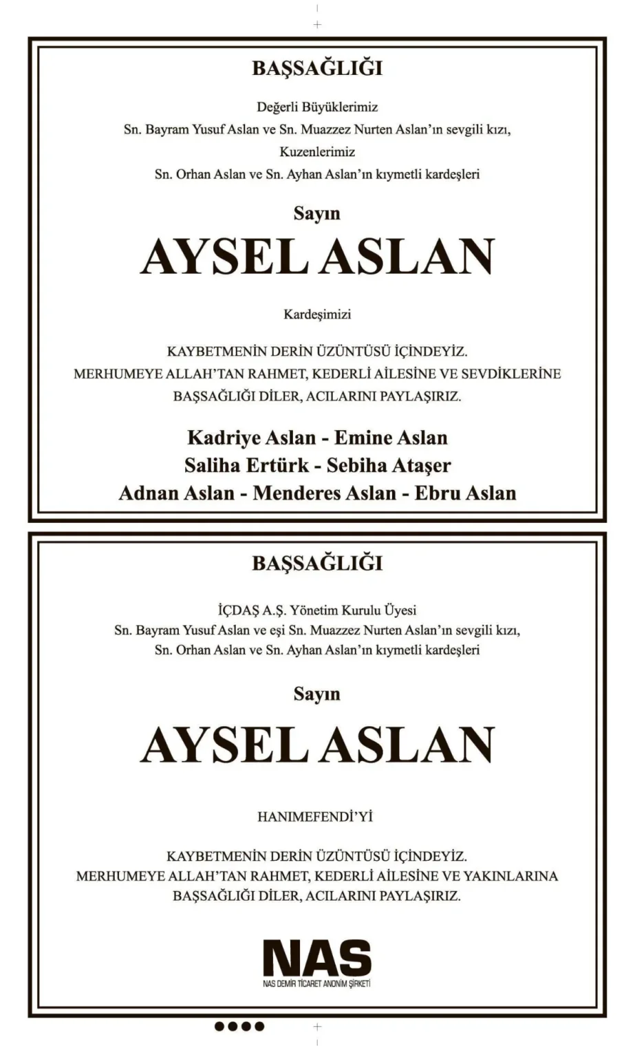 Aysel Aslan İlanı 2