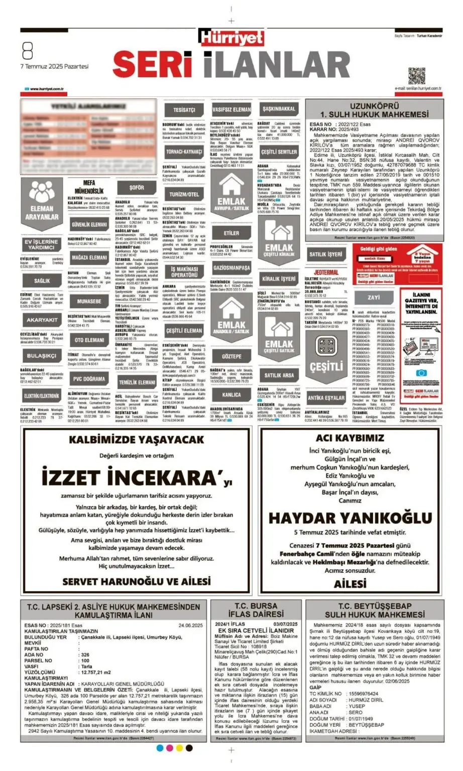 7 Temmuz İlanları