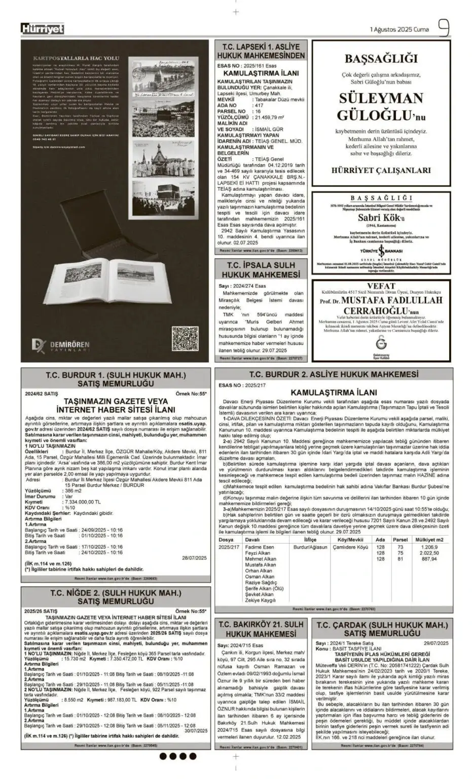 1 Ağustos İlanları