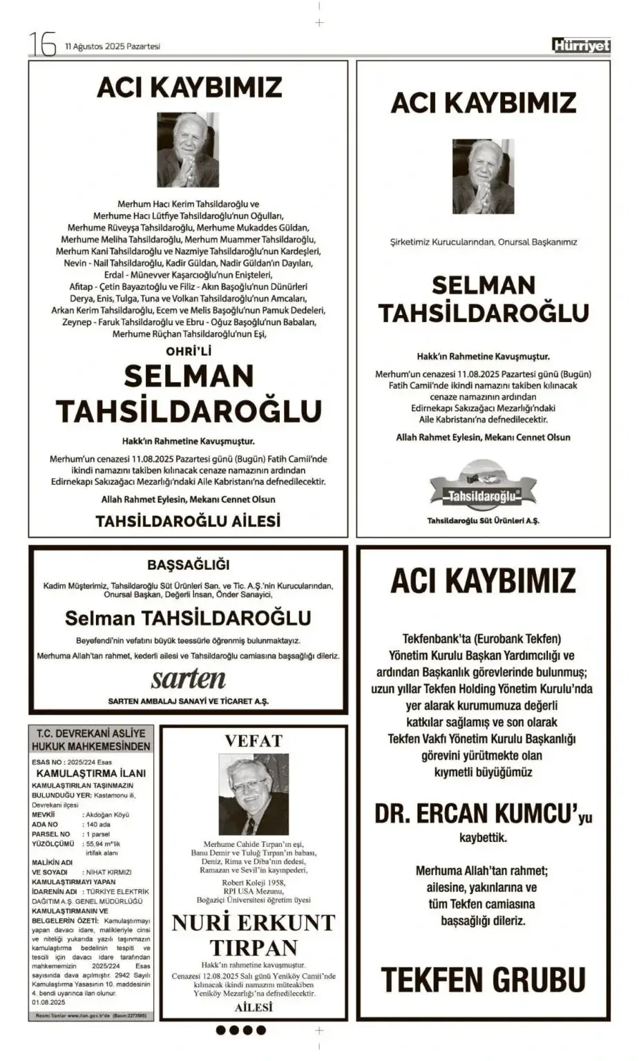 11 Ağustos İlanları