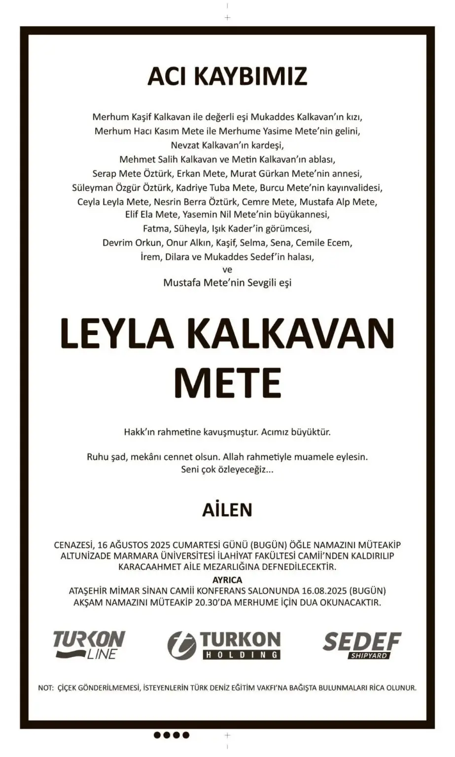 16 Ağustos ilanları