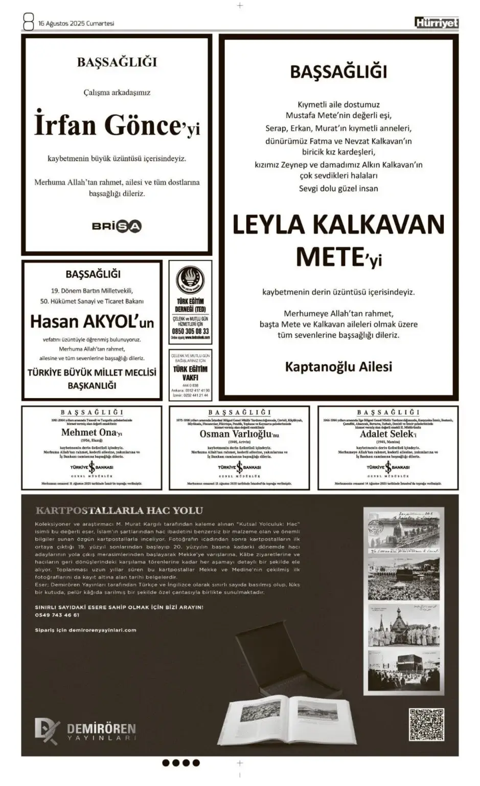 16 Ağustos ilanları 2