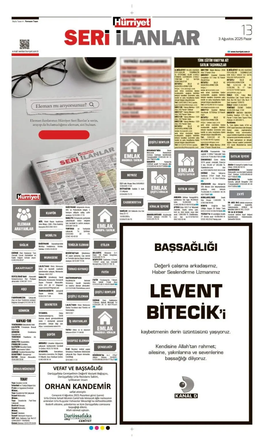 3 Ağustos İlanları