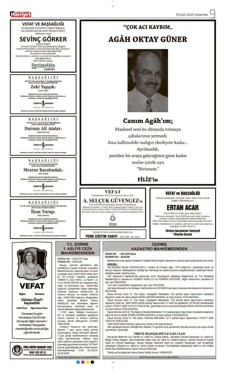 10 Eylül 2025 İlanları