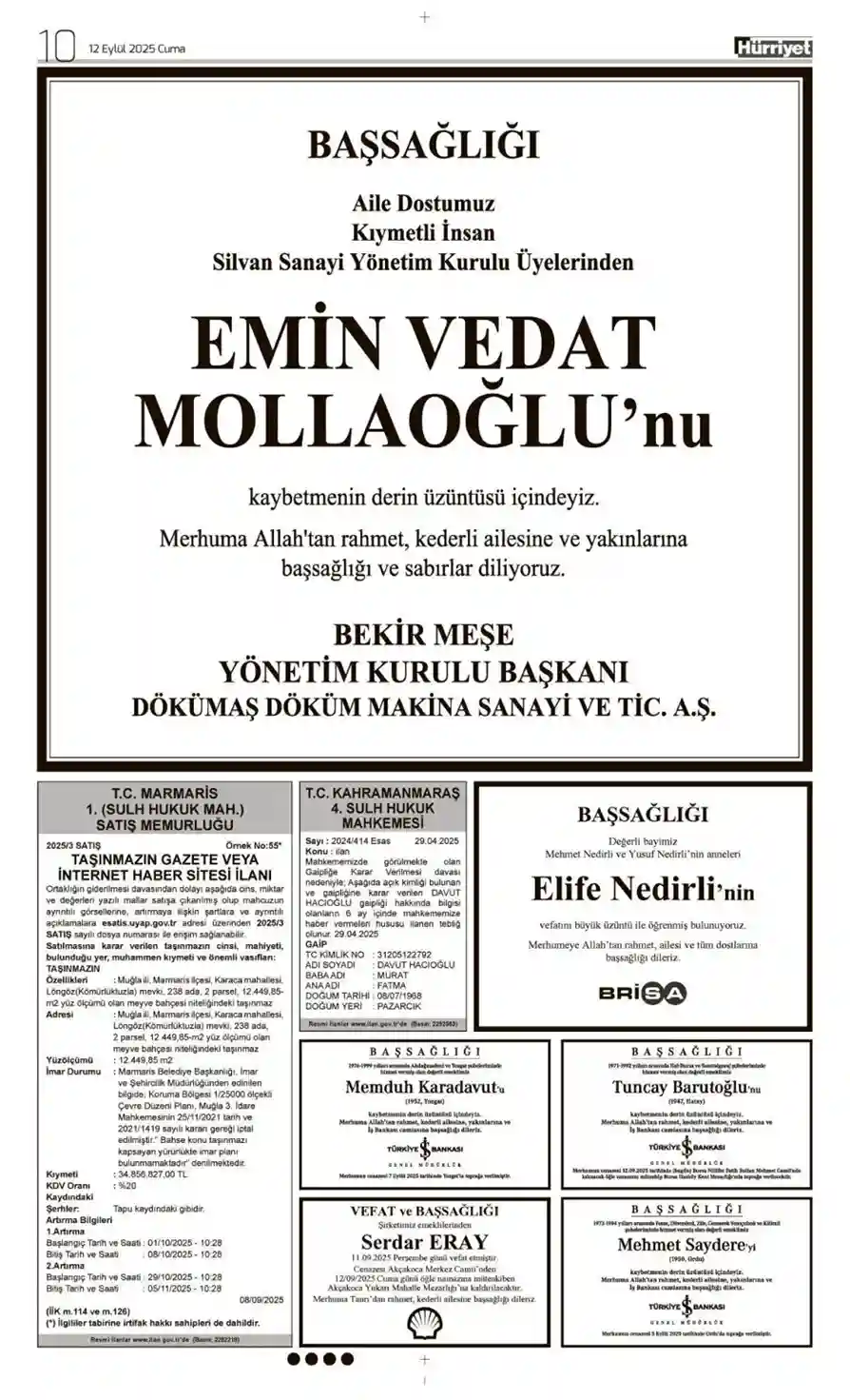 12 Eylül 2025 İlanları 2