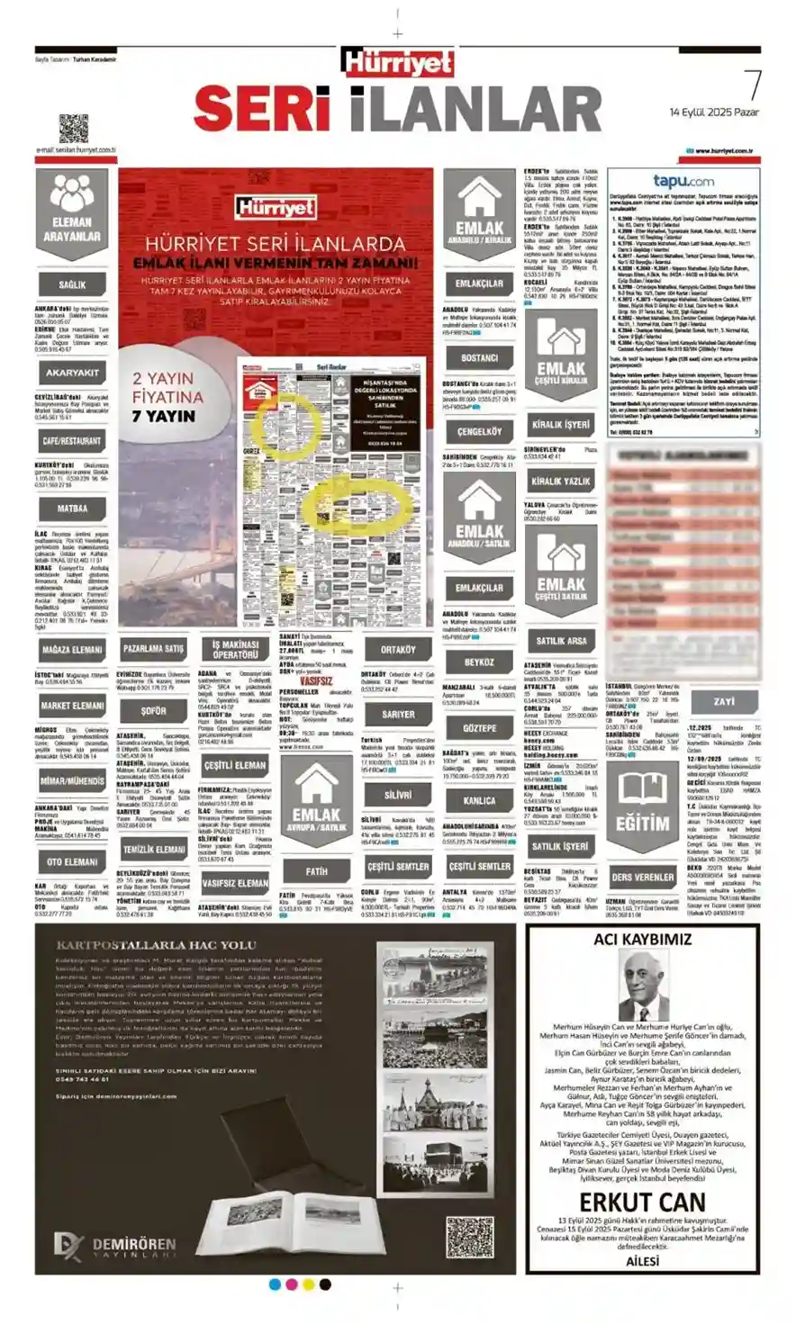 14 Eylül 2025 İlanları