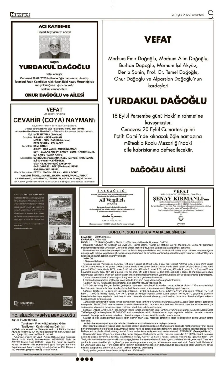 20 Eylül İlanları