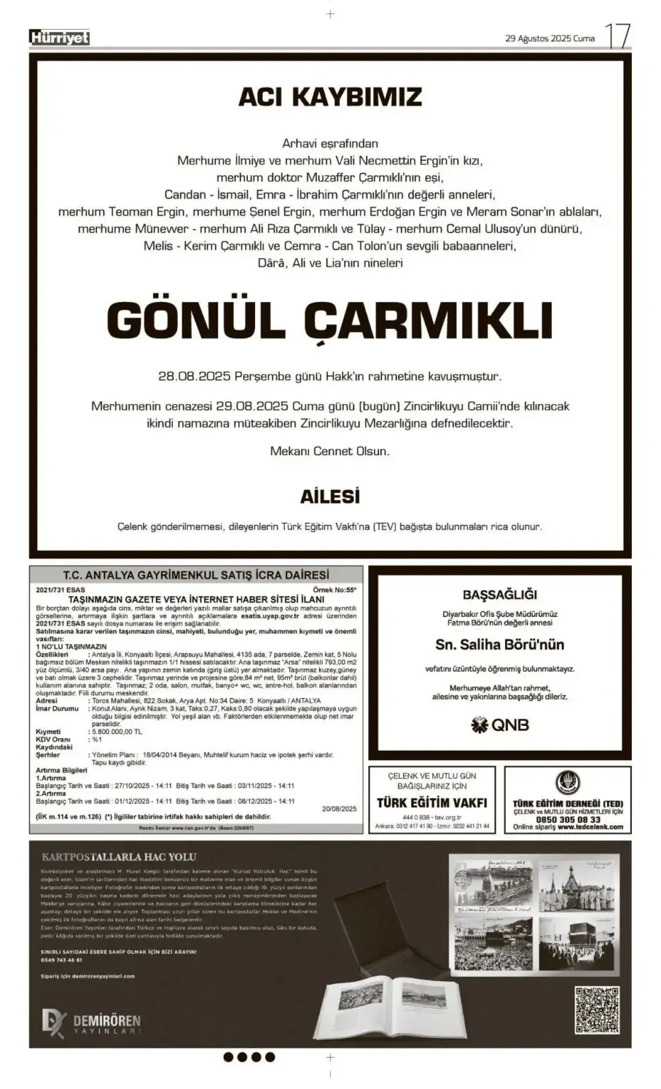 29 Ağustos Cuma İlanları