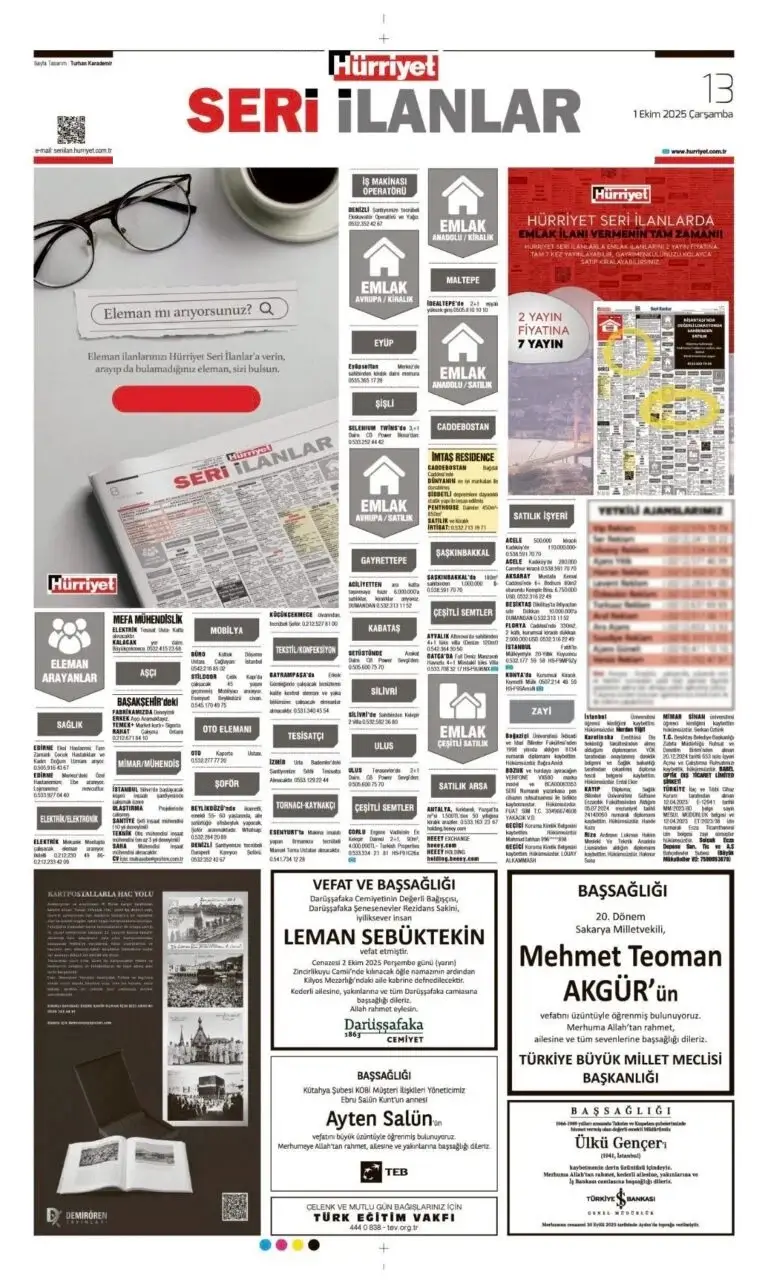 1 Ekim İlanları