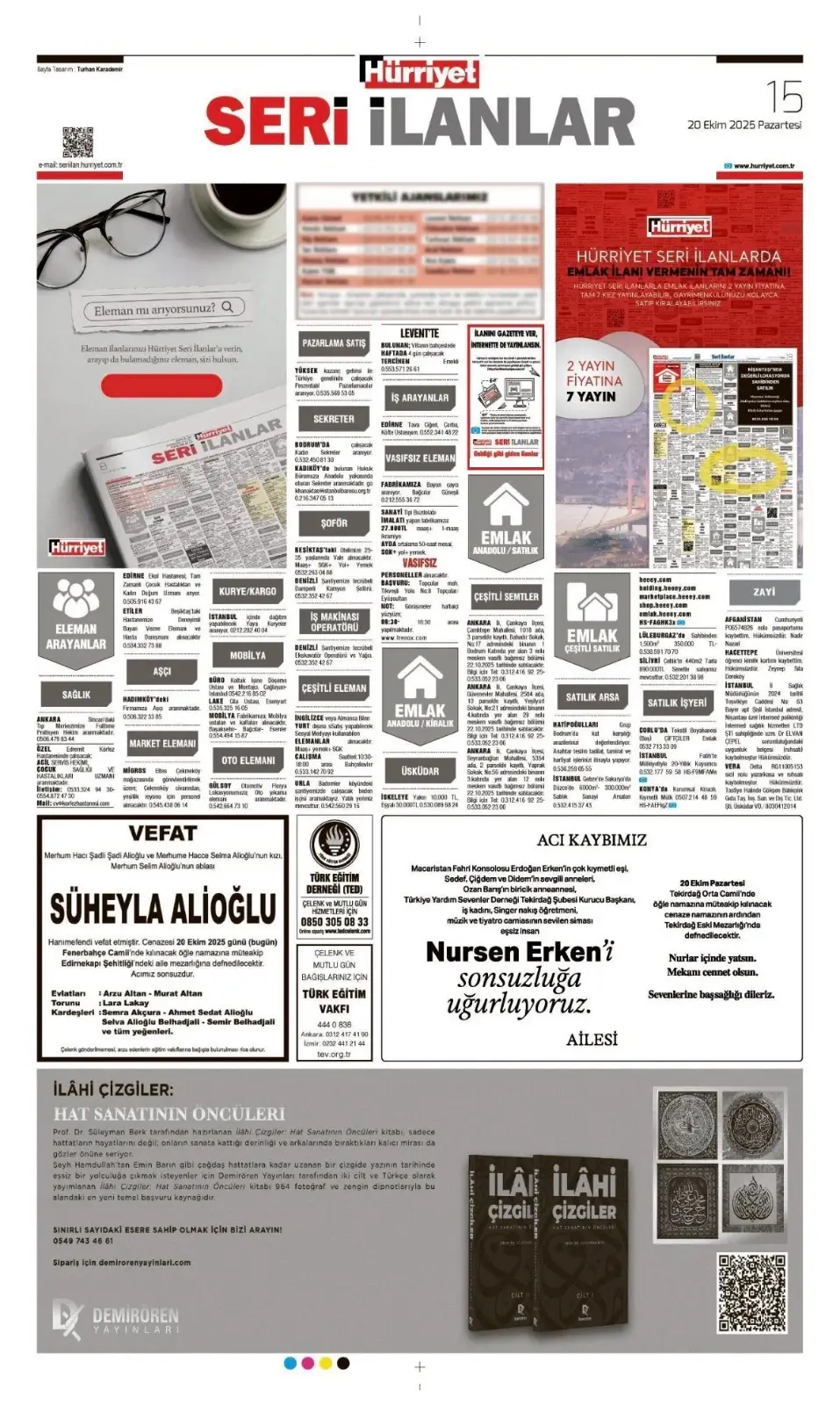 Hürriyet 20 Ekim İlanları