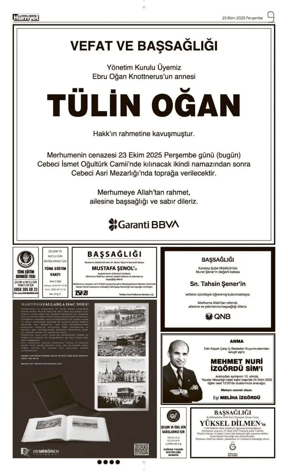 Hürriyet 23 Ekim İlanları