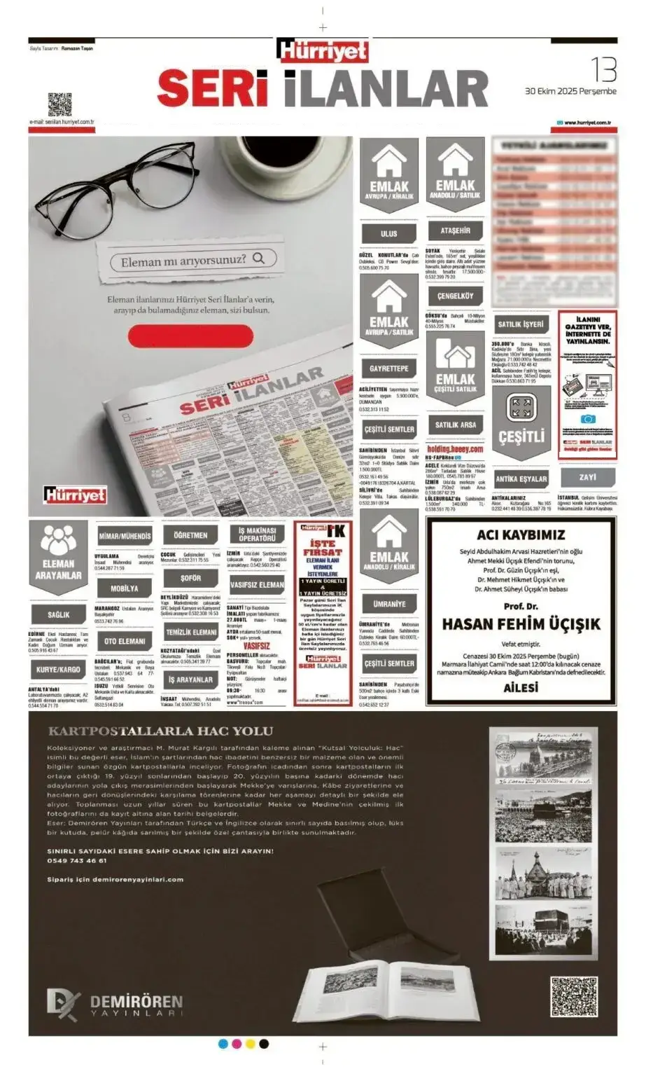 Hürriyet Gazetesi 30 Ekim İlanları