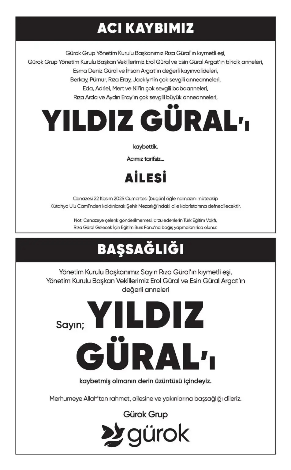 Hürriyet Gazetesi 22 Kasım 2025 İlanları