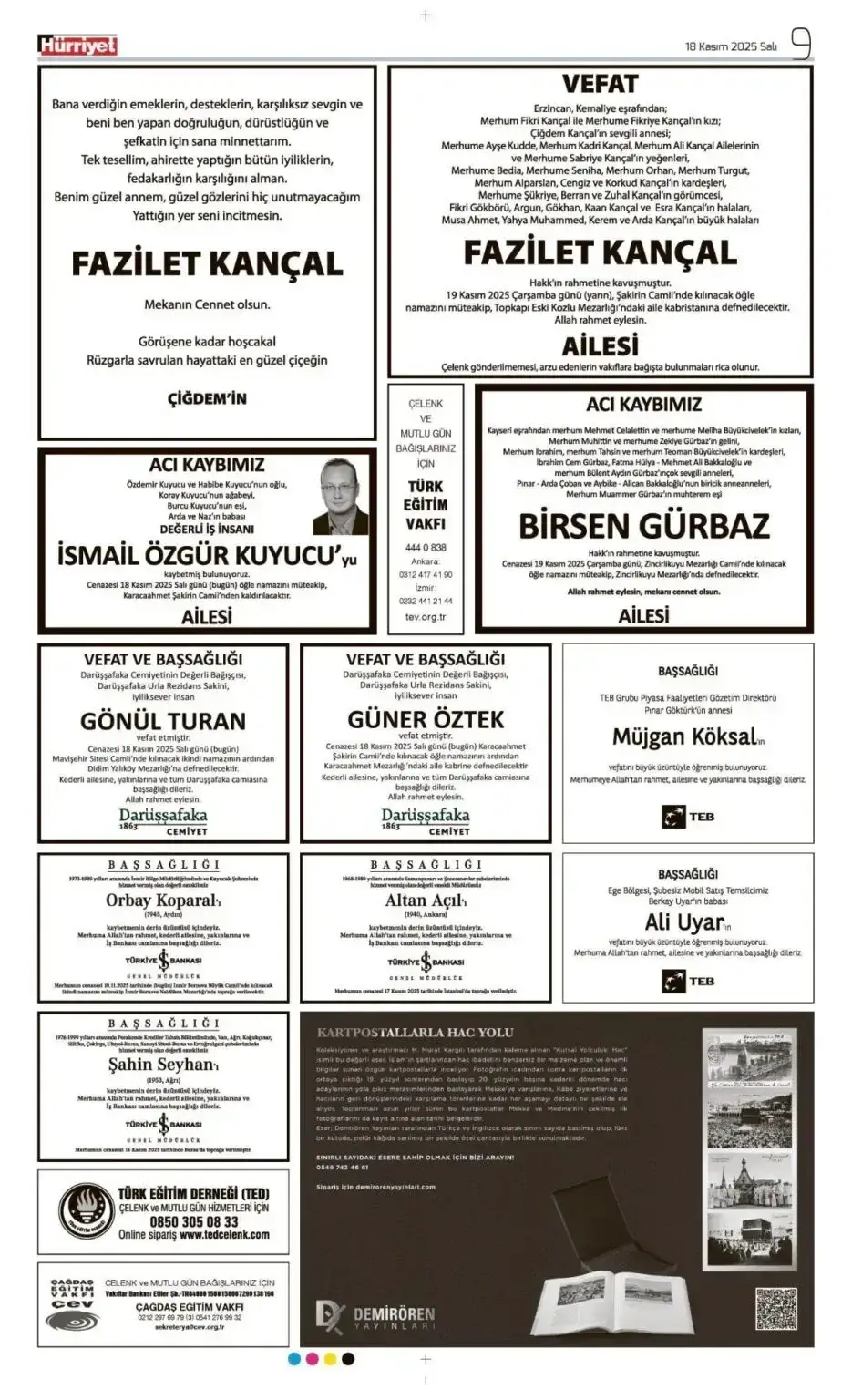 Hürriyet 18 Kasım 2025 İlanları