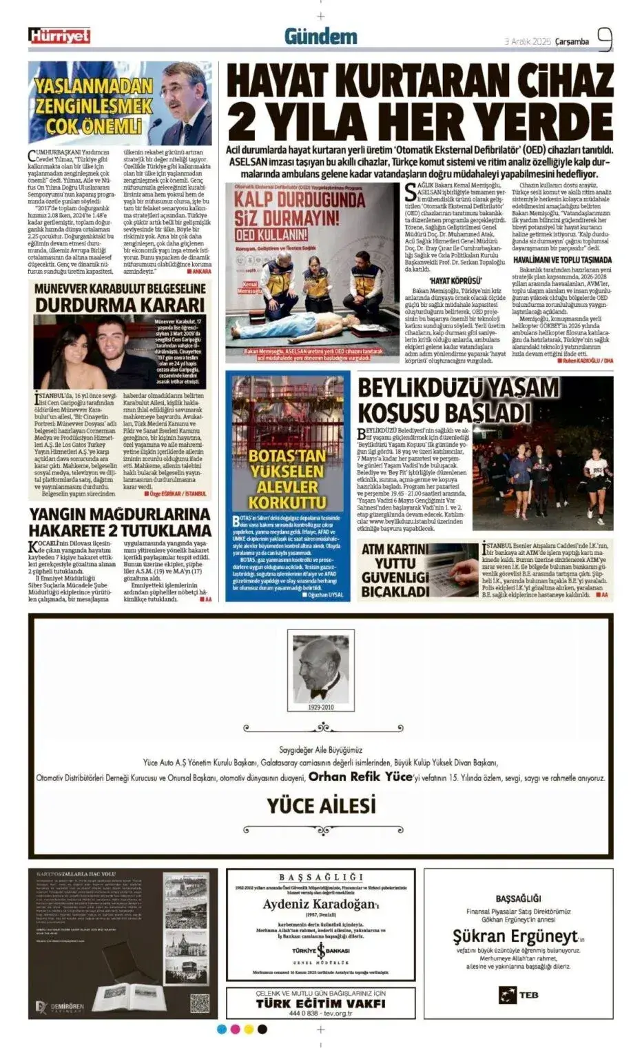 Hürriyet 3 Aralık 2025