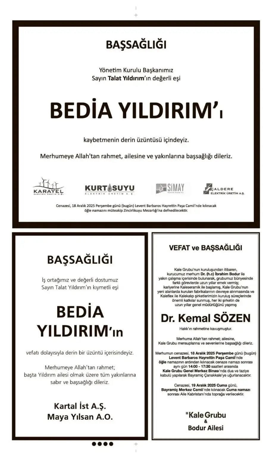 Hürriyet 18 Aralık İlanları
