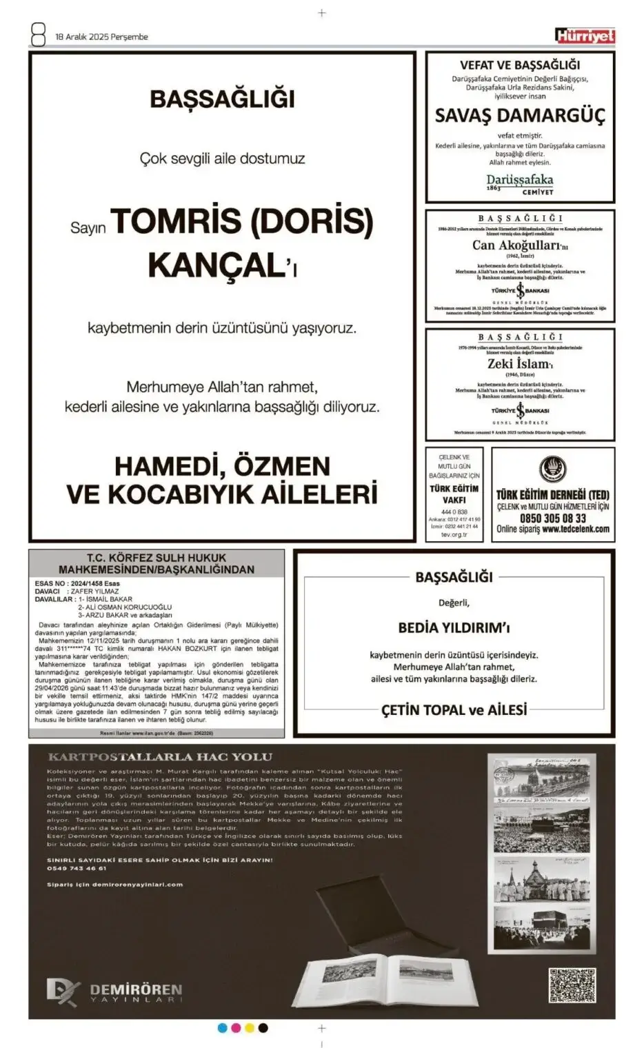 Hürriyet 18 Aralık İlanları 2