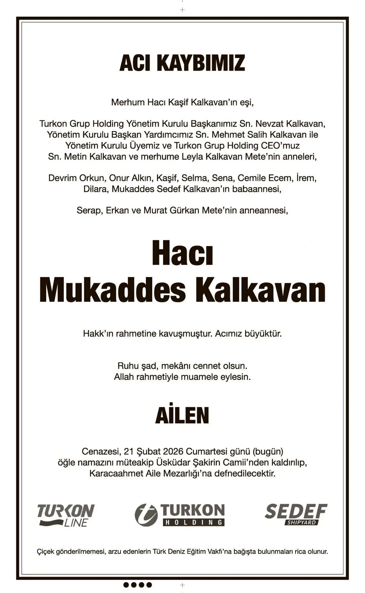 Hürriyet Gazetesi 21 Şubat 2026 İlanları