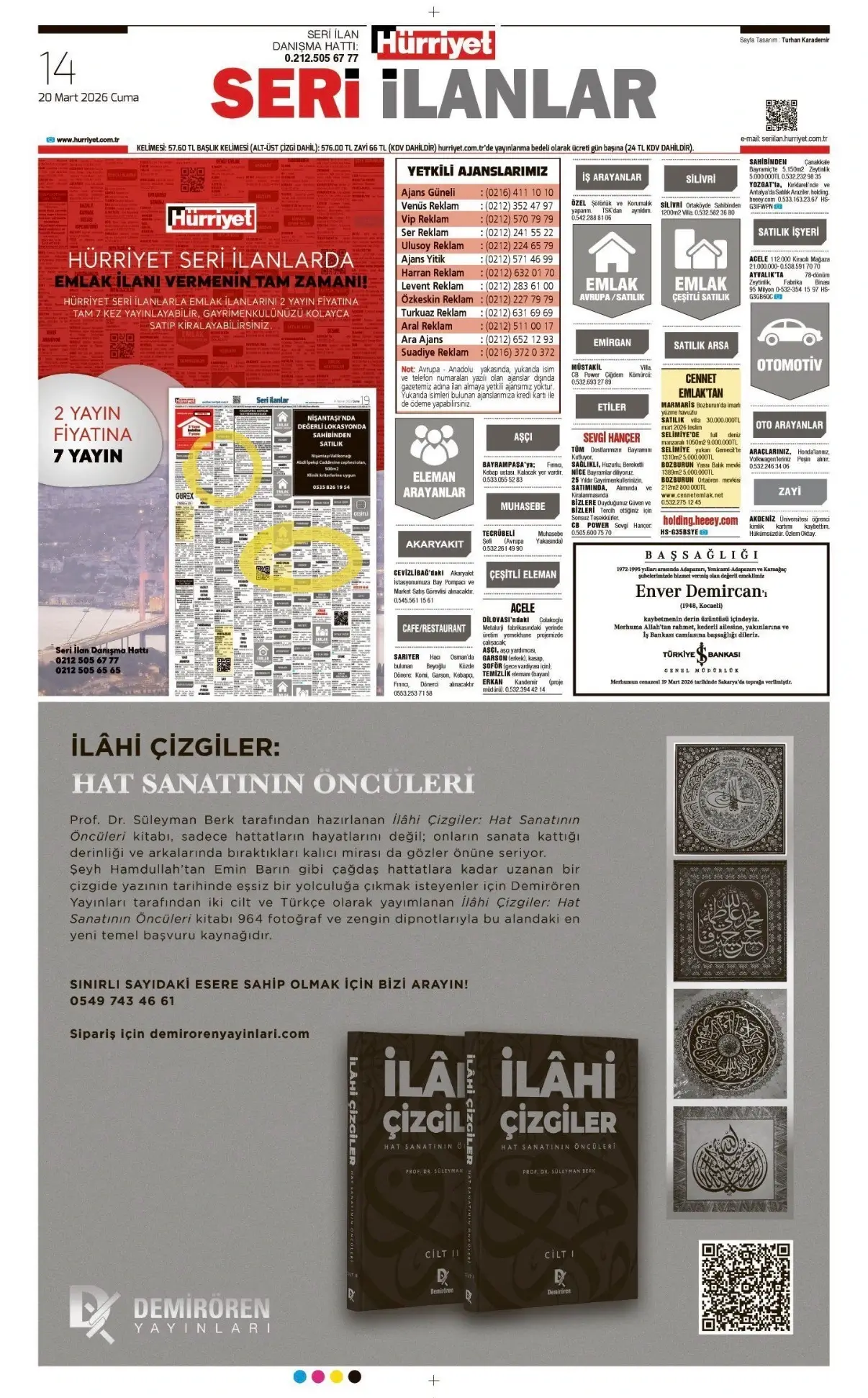 Hürriyet Gazetesi 20 Mart İlanları