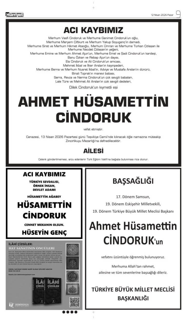 Hürriyet Gazetesi 12 Nisan İlanları 2