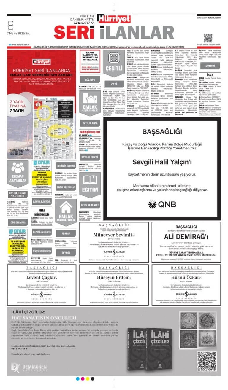 Hürriyet Gazetesi 7 Nisan İlanları 2