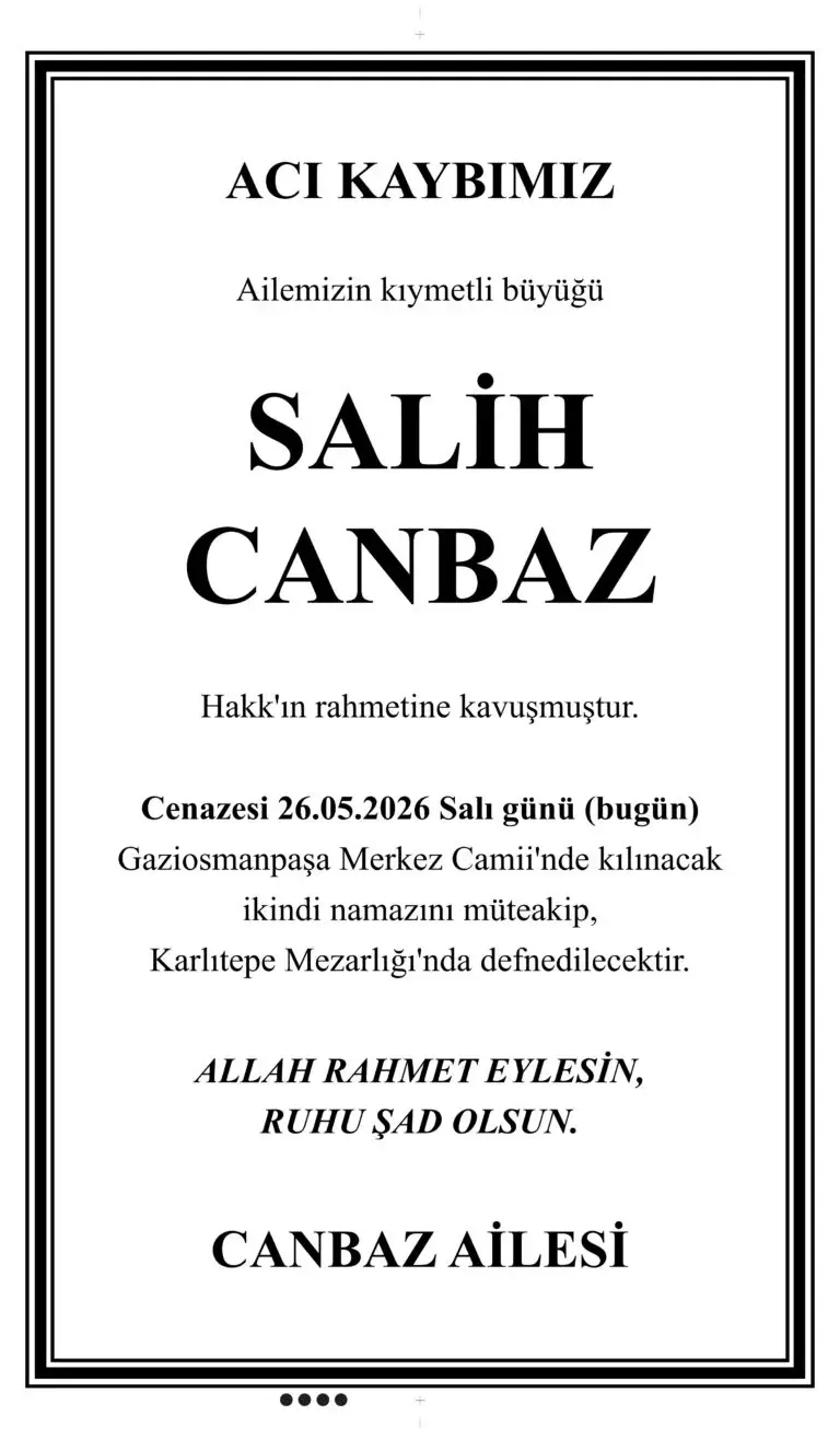 26 Mayıs Hürriyet vefat ilanları 2026 2