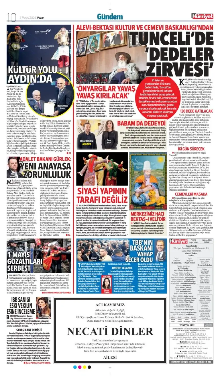 Hürriyet 3 Mayıs 2026