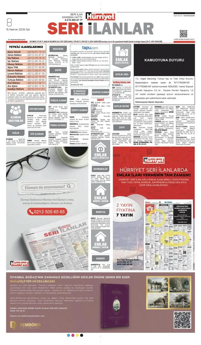 16 Haziran 2026 Hürriyet Vefat, Başsağlığı ilanı