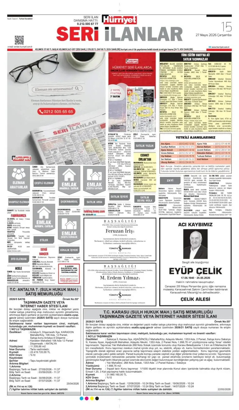 Hürriyet gazetesi 27 Mayıs 2026