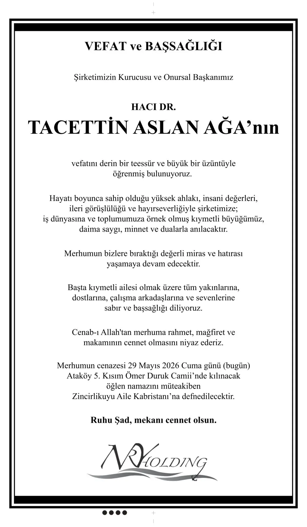 Hürriyet gazetesi 29 Mayıs 2026 Vefat ilanı 13