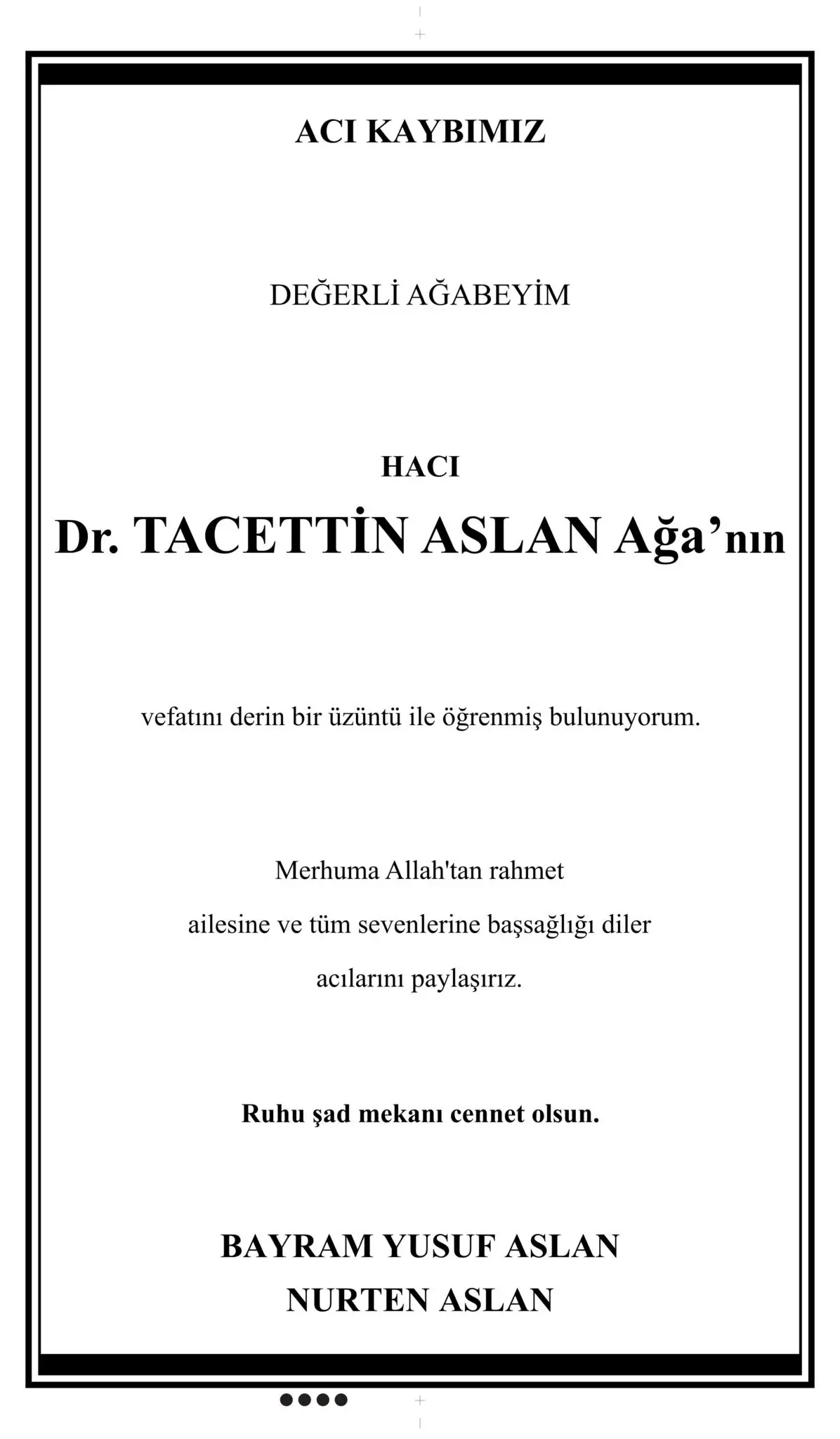 Hürriyet gazetesi 29 Mayıs 2026 Vefat ilanı 3