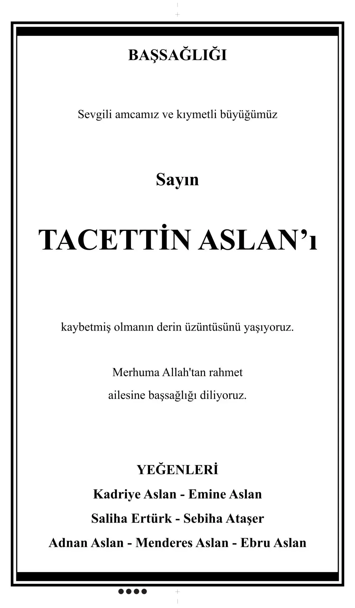 Hürriyet gazetesi 29 Mayıs 2026 Vefat ilanı 5