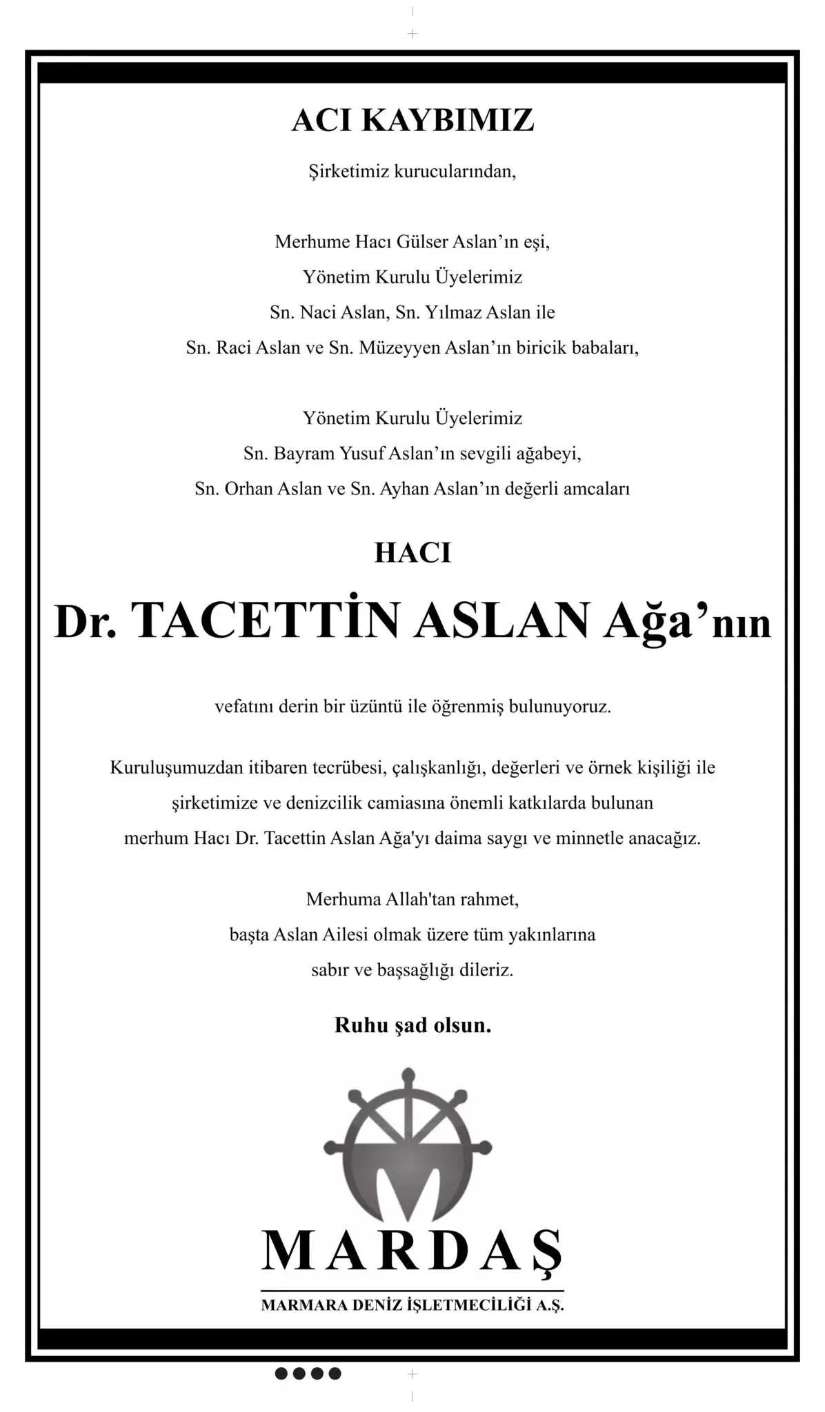 Hürriyet gazetesi 29 Mayıs 2026 Vefat ilanı 8