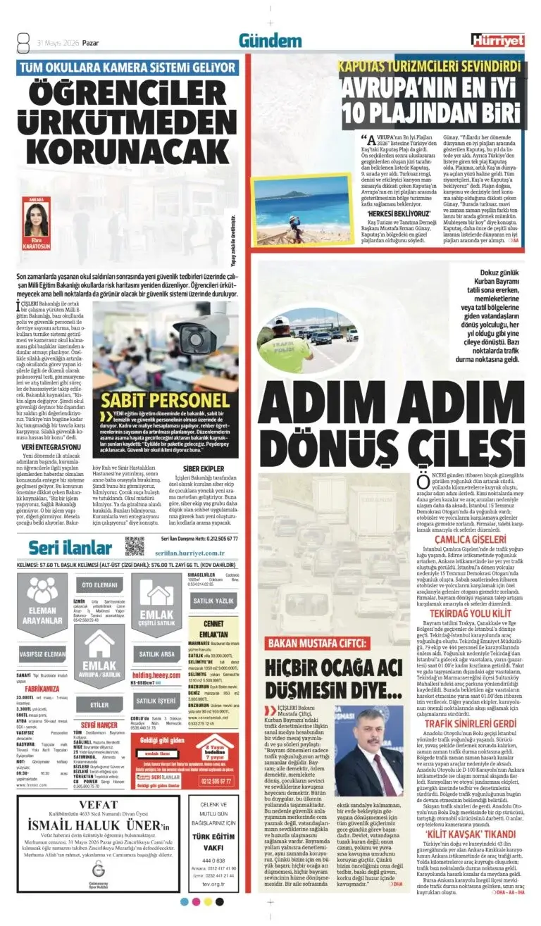 Hürriyet gazetesi 31 Mayıs 2026 Vefat ilanları