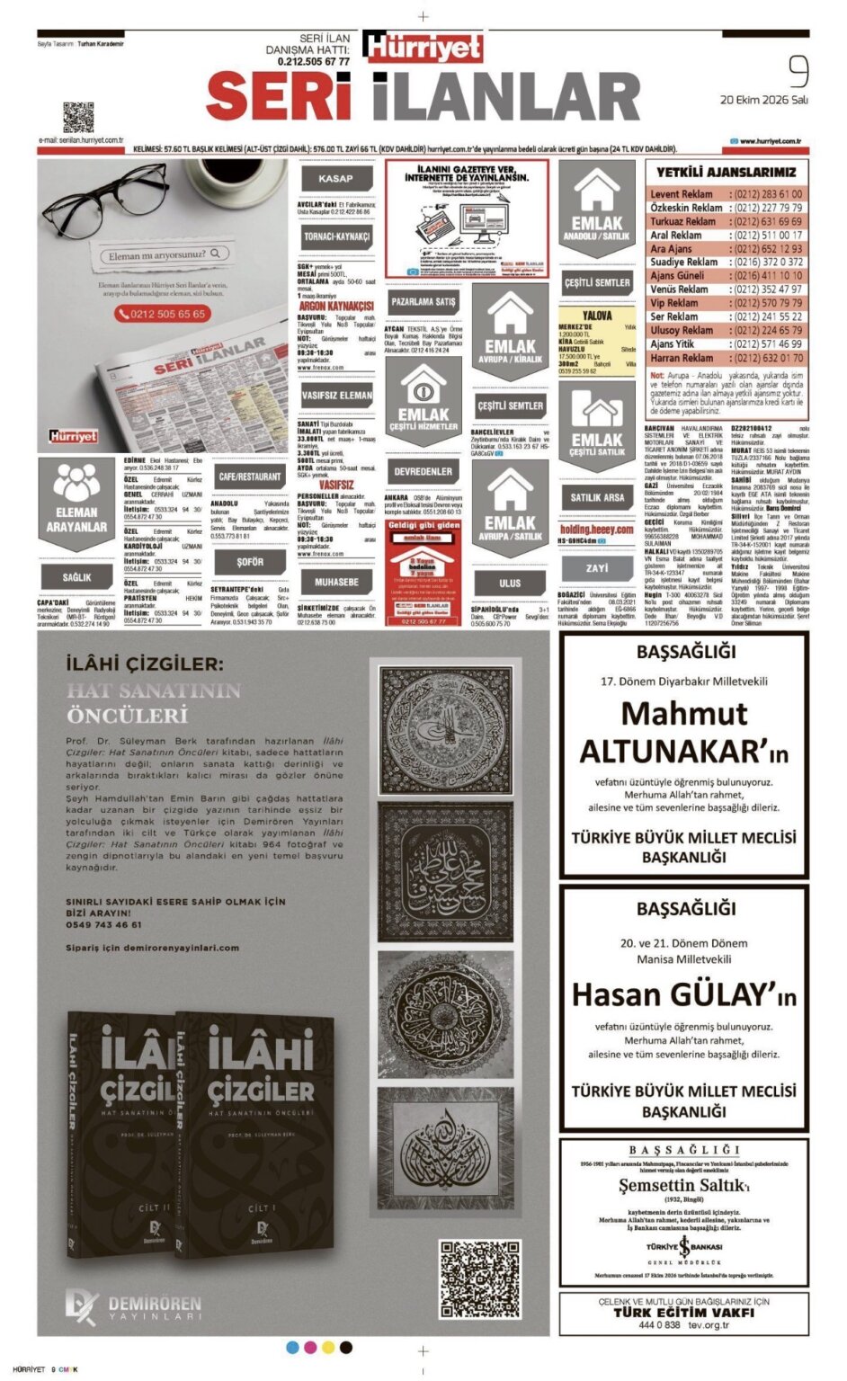 20 Ekim 2026 Salı Hürriyet vefat ilanları