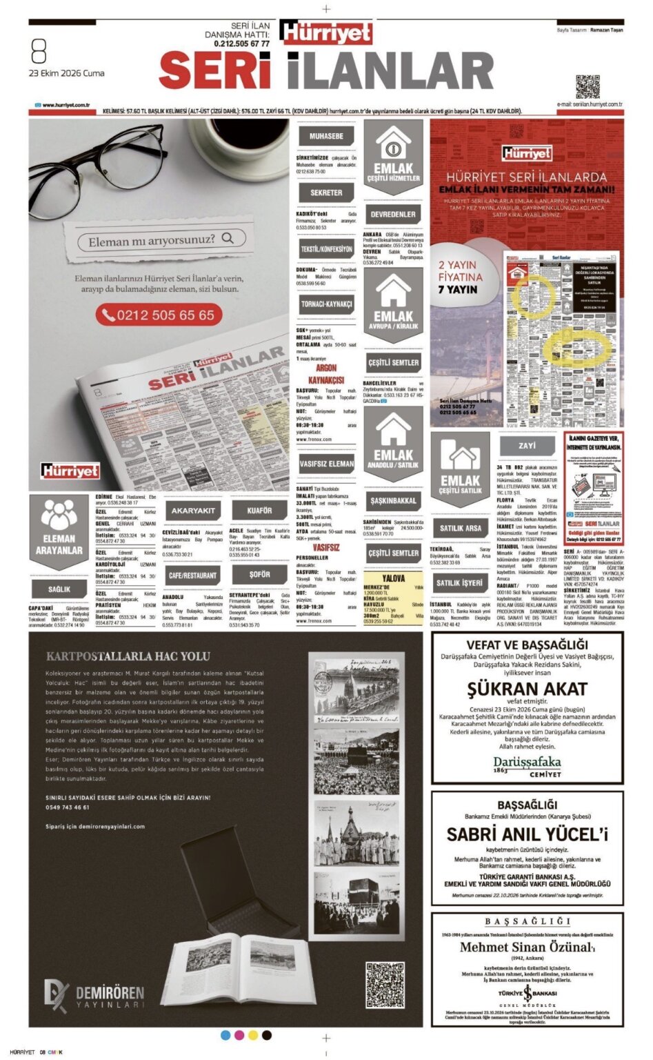 23 Ekim 2026 Cuma Hürriyet vefat ilanları